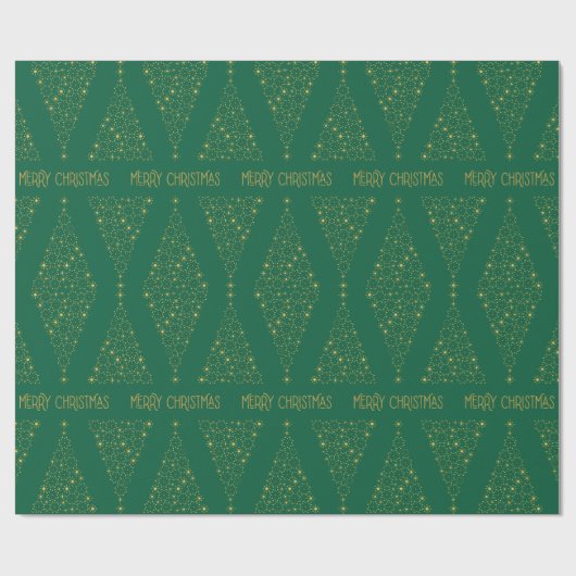 Papier Cadeau Élégant Motif Emerald Green Gold Christmas Tree (Plat)