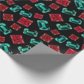 Papier Cadeau Élégant Motif Emerald Ruby Gems (Coin)