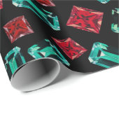 Papier Cadeau Élégant Motif Emerald Ruby Gems (Coin rond)