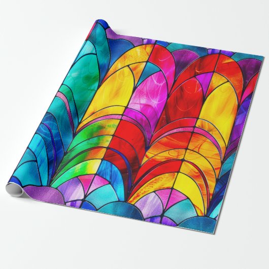 Papier Cadeau Élégant Motif en verre à fond arc-en-ciel (Déroulé)
