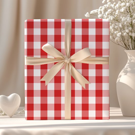Papier Cadeau Élégant Motif En vichy rouge