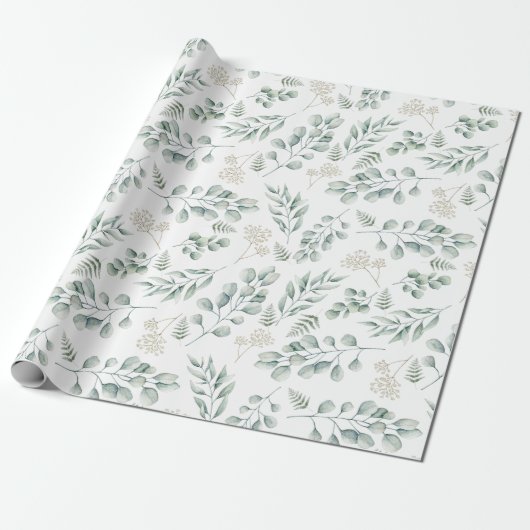 Papier Cadeau Elégant Motif Eucalyptus et Ferns (Déroulé)