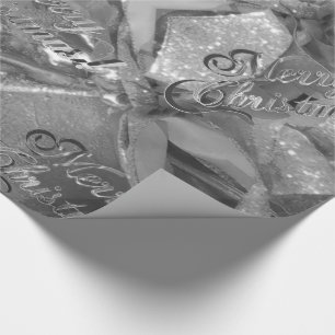 Papier Cadeau Élégant Motif Faux Silver Grey Noël
