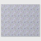 Papier Cadeau Élégant motif floral aquarelle violet (Plat)