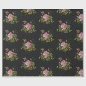 Papier Cadeau Élégant Motif floral broderie Arrière - plan noir (Plat)