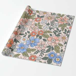 Papier Cadeau Elégant motif floral dans les petites fleurs dess