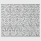 Papier Cadeau Élégant motif floral gris (Plat)
