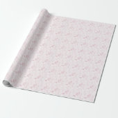 Papier Cadeau Élégant Motif floral rose (Déroulé)