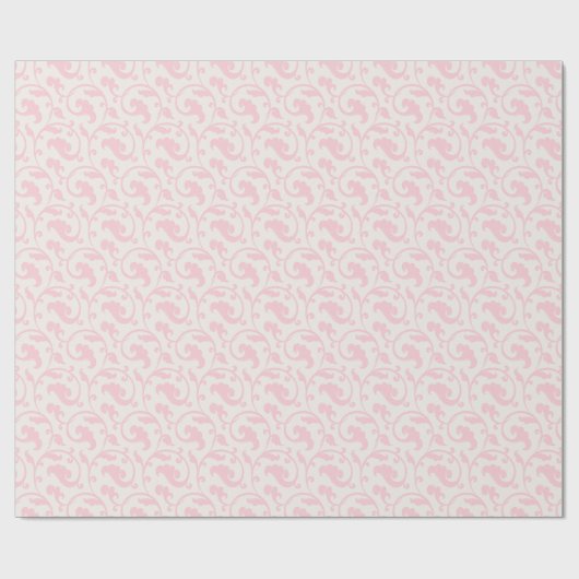 Papier Cadeau Élégant motif floral rose-rose-poupée (Plat)
