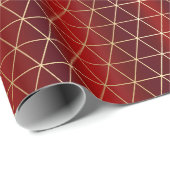 Papier Cadeau Elégant Motif géométrique de luxe Red Gold (Coin rond)