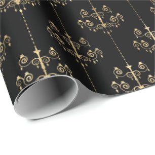 Papier Cadeau Élégant Motif Glam Black Gold