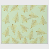 Papier Cadeau Élégant Motif Gold & Green Christmas Tree (Plat)