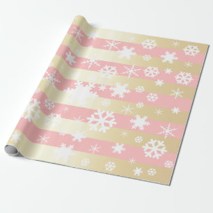 Papier Cadeau Élégant Motif Gold & Pink Christmas Snowflake