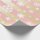 Papier Cadeau Élégant Motif Gold & Pink Christmas Snowflake (Coin)
