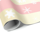 Papier Cadeau Élégant Motif Gold & Pink Christmas Snowflake (Coin rond)