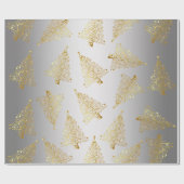 Papier Cadeau Elégant Motif Gold & Silver Christmas Tree (Plat)