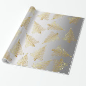 Papier Cadeau Elégant Motif Gold & Silver Christmas Tree (Déroulé)