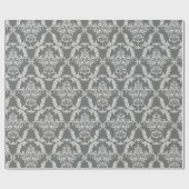 Papier Cadeau Élégant motif gris Damas (Plat)