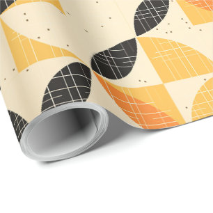 Papier Cadeau Élégant motif Halloween noir et orange