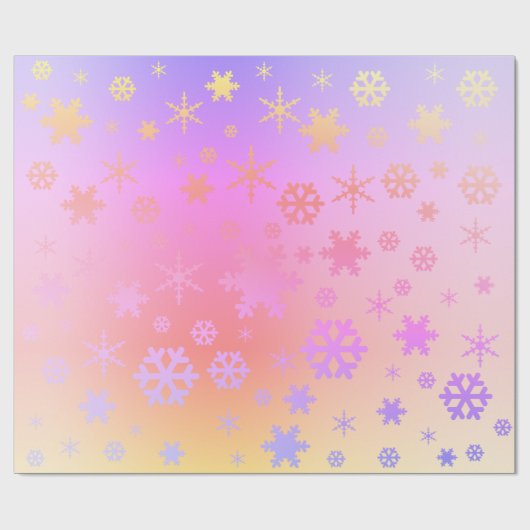 Papier Cadeau Élégant Motif Holographique de Noël Snowflake (Plat)