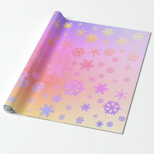 Papier Cadeau Élégant Motif Holographique de Noël Snowflake