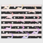 Papier Cadeau Élégant motif holographique de rennes de Noël (Plat)