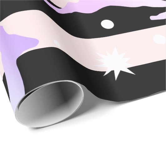 Papier Cadeau Élégant motif holographique de rennes de Noël (Coin rond)