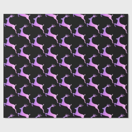 Papier Cadeau Élégant Motif holographique des rennes de Noël (Plat)