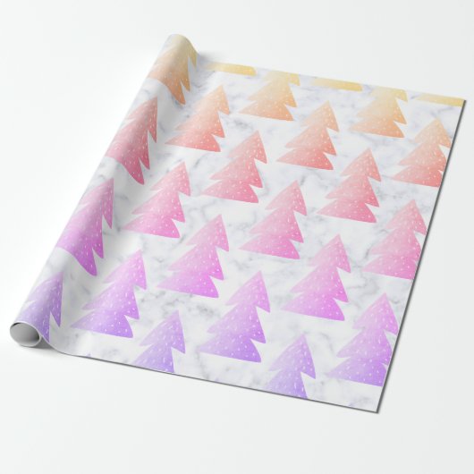 Papier Cadeau Élégant Motif holographique en marbre de Noël (Déroulé)