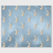 Papier Cadeau Élégant motif moderne de Noël bleu doré (Plat)