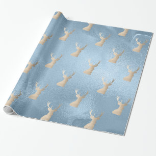 Papier Cadeau Élégant motif moderne de Noël bleu doré