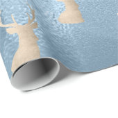 Papier Cadeau Élégant motif moderne de Noël bleu doré (Coin rond)