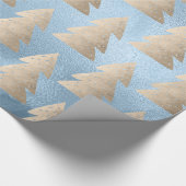 Papier Cadeau Élégant motif moderne de Noël bleu or (Coin)