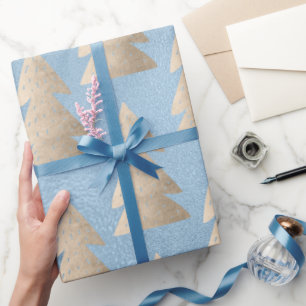 Papier Cadeau Élégant motif moderne de Noël bleu or