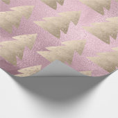Papier Cadeau Élégant motif moderne de Noël doré et rose (Coin)
