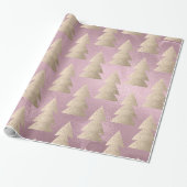 Papier Cadeau Élégant motif moderne de Noël doré et rose (Déroulé)