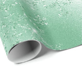 Papier Cadeau Élégant Motif moderne de Noël vert Snowflake (Coin rond)