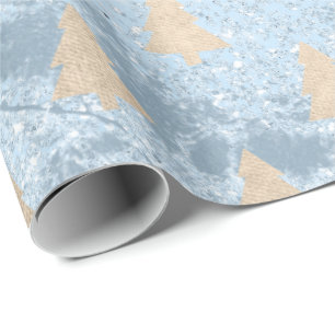Papier Cadeau Élégant motif moderne d'or et d'arbre de Noël b