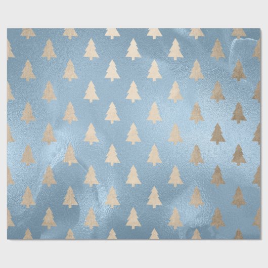 Papier Cadeau Elégant motif moderne or & bleu sapin de Noël (Plat)