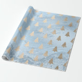 Papier Cadeau Elégant motif moderne or & bleu sapin de Noël (Déroulé)