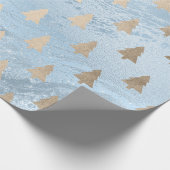 Papier Cadeau Elégant motif moderne or & bleu sapin de Noël (Coin)