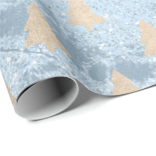 Papier Cadeau Elégant motif moderne or & bleu sapin de Noël