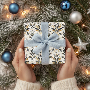 Papier Cadeau Élégant Motif motif de Noël avec Gold Foil Acc