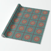 Papier Cadeau Elégant motif orienté turquoise (Déroulé)