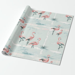 Papier Cadeau Élégant motif pastel flamingo