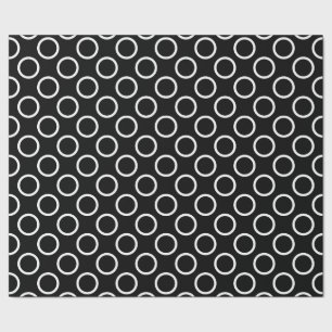 Papier Cadeau Élégant Motif Polka noir et blanc