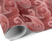 Papier Cadeau Élégant Motif Red Paisley (Coin rond)