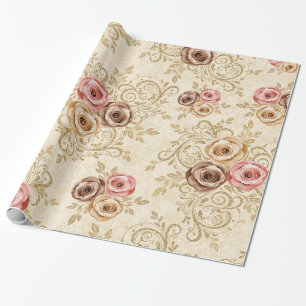 Papier Cadeau Élégant motif rose