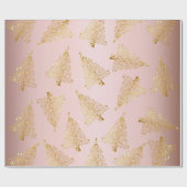 Papier Cadeau Élégant Motif Rose de Noël Gold (Plat)