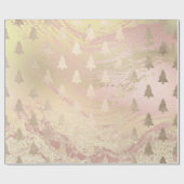 Papier Cadeau Élégant motif rose d'or de Noël (Plat)